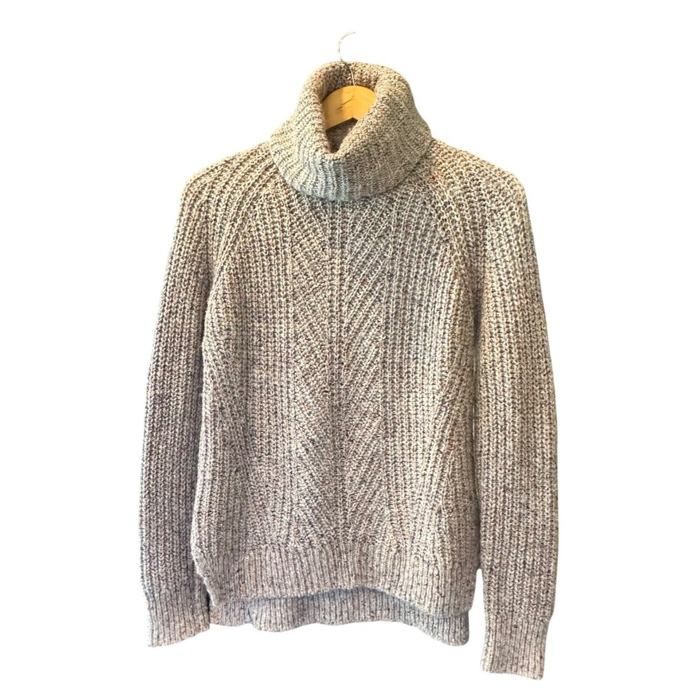 Madewell Donegal Silk Wool Blend Turtleneck Sweater Oatmeal Confetti Fleck XS